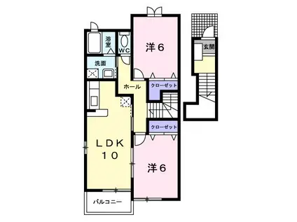 カーサポルトドソル(2LDK/2階)の間取り写真