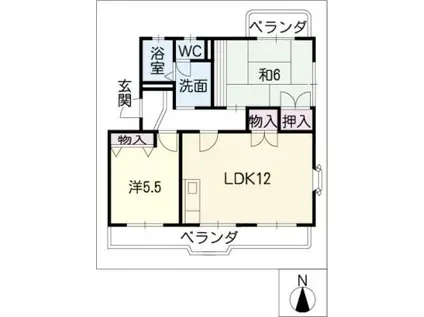 ドルフ原(2LDK/1階)の間取り写真