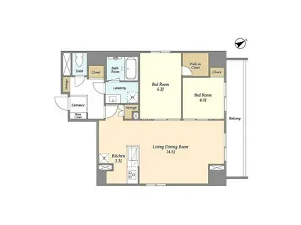 ESPOIR三田 エスポワール三田(2LDK/8階)の間取り写真