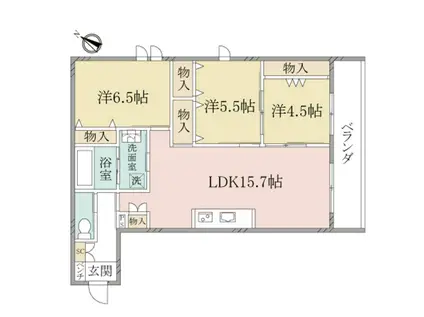 ヘーベルヴィレッジ武蔵浦和西口コンフォートレジデンス武(3LDK/2階)の間取り写真