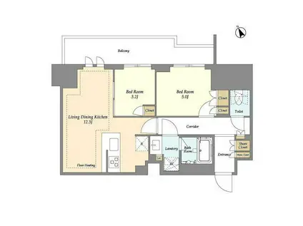 オアーゼ日暮里レジデンス(2LDK/6階)の間取り写真