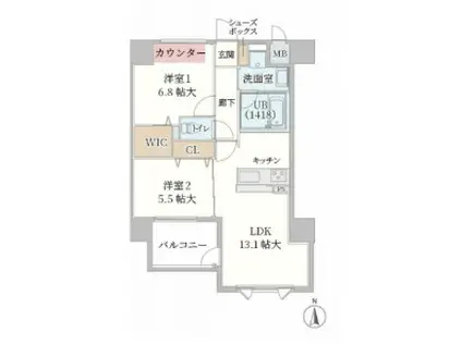 ティマ―・レジデンシィ塚口(2LDK/4階)の間取り写真