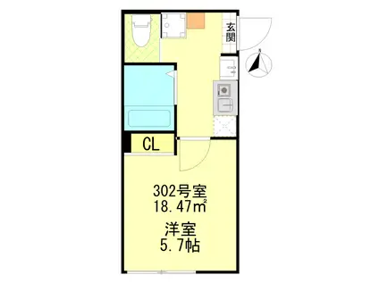 ブルーライン 蒔田駅 徒歩5分 3階建 築1年(1K/3階)の間取り写真