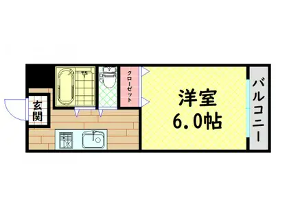 奥内阿波座駅前マンション(1K/2階)の間取り写真