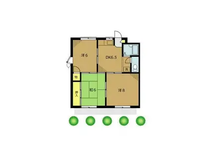 ホワイトオークI(3DK/1階)の間取り写真