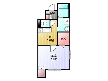 ゼフィルス武蔵境(1K/1階)の間取り写真