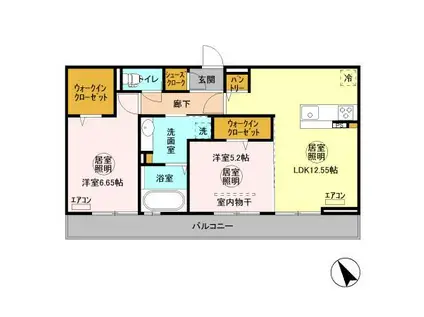 エスポワール上村B(2LDK/2階)の間取り写真