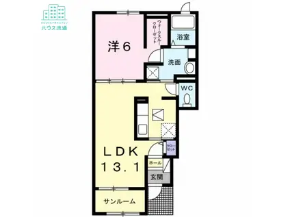 ポモドーロI(1LDK/1階)の間取り写真