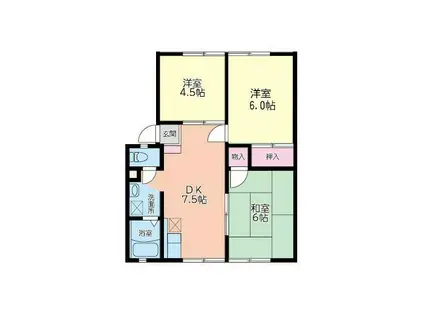 シャトー・TK(3DK/1階)の間取り写真