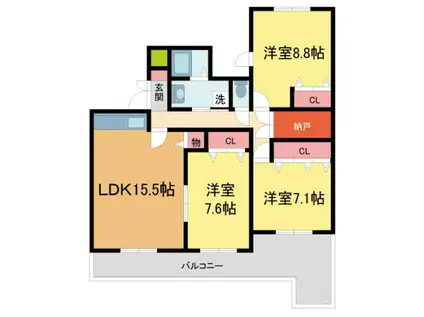 RUNOAS KOUSHIEN(3LDK/2階)の間取り写真