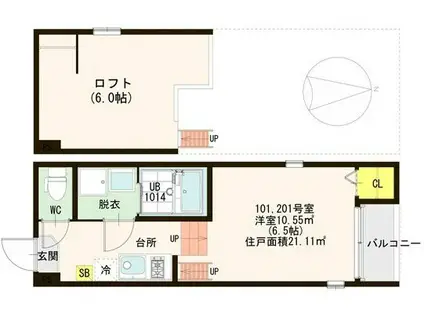 AVENIR垂水(1K/1階)の間取り写真