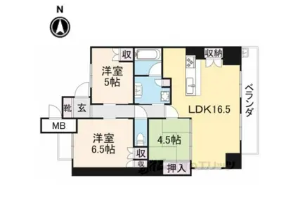 ローレルコート生駒ウエストレジデンス(3LDK/4階)の間取り写真