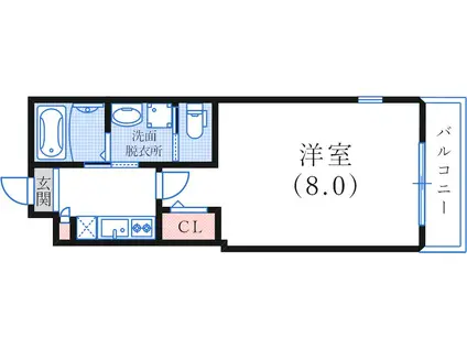 ワコーレヴィータ神戸 灘サウス(1K/1階)の間取り写真