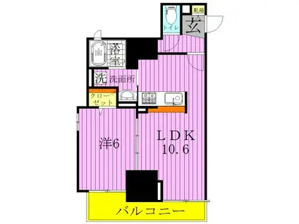 アビタ ヴァン(1LDK/11階)の間取り写真