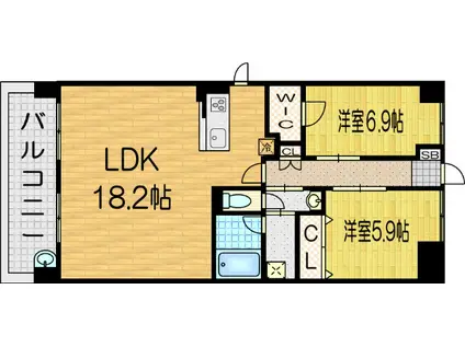 サンモールII(2LDK/5階)の間取り写真