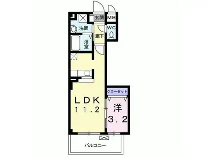 グレイスヒル(1LDK/3階)の間取り写真