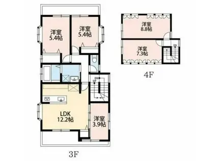 リオグランデ綾瀬(4LDK/3階)の間取り写真
