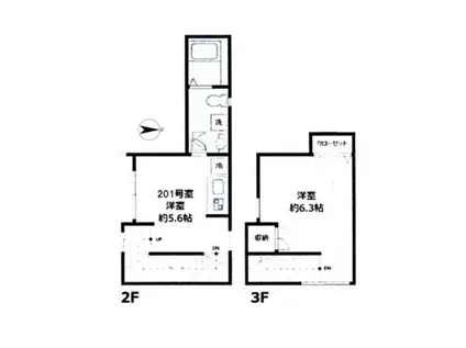 ステラ西大井(1DK/2階)の間取り写真