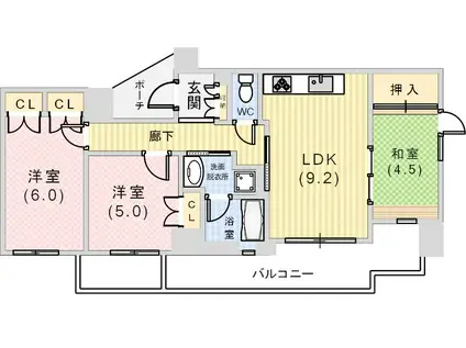 ドルフ兵庫アクツィオ(3LDK/3階)の間取り写真