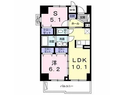 メゾン アルカンシェル(1SLDK/7階)の間取り写真