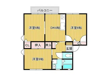 フォンテーヌ宮ノ陣II(3DK/2階)の間取り写真