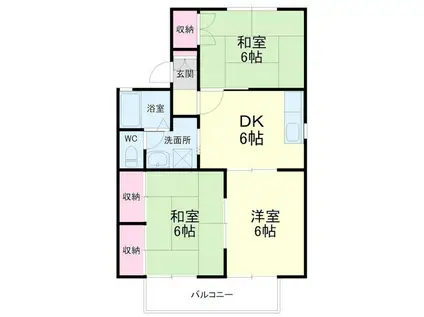 ファミールB(3DK/1階)の間取り写真