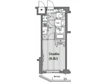 ガーラ・ヒルズ目黒東山(1K/1階)の間取り写真
