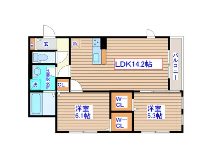 フォート76(2LDK/1階)の間取り写真