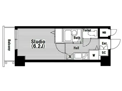 ガラステージ市ヶ谷弐番館(1K/10階)の間取り写真