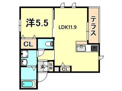 シャーメゾン上池田(1LDK/1階)の間取り写真