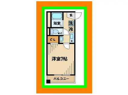 エアフォルク北府中(1K/3階)の間取り写真