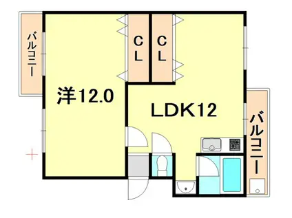 宮川荘(1LDK/2階)の間取り写真