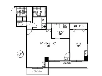 ゾンネンハイム元麻布(1LDK/2階)の間取り写真