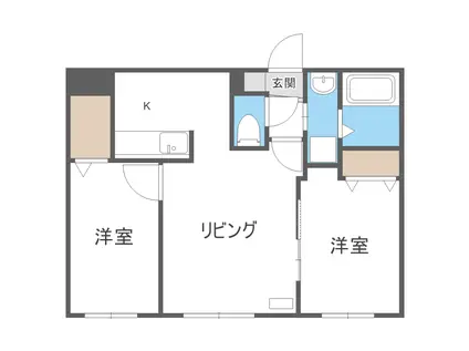 コンフォール平岸(2LDK/2階)の間取り写真