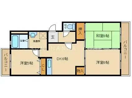 サンハイム南山本(3LDK/2階)の間取り写真