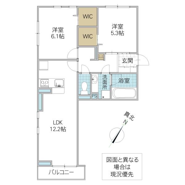 SERENVITA MATSUSHIRO(2LDK/3階)の間取り写真