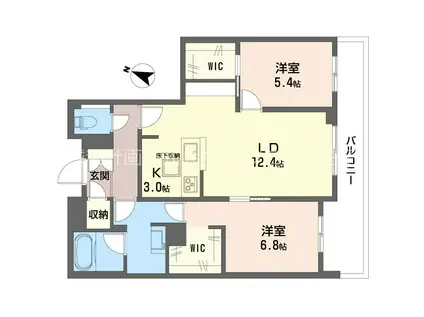 セントリビエ南平(2LDK/1階)の間取り写真