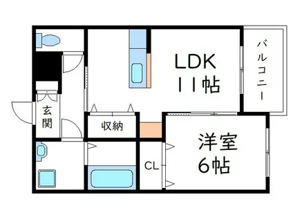 ミユキガーデン(1LDK/2階)の間取り写真