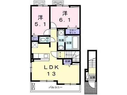イーストIIIイーストIII(2LDK/2階)の間取り写真