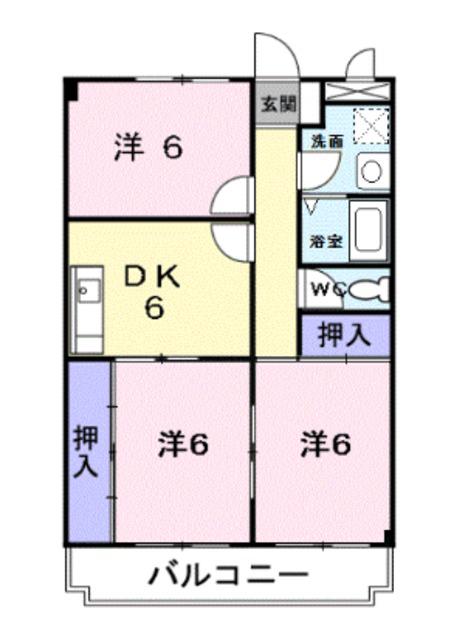 レクリオ谷(3DK/2階)の間取り写真