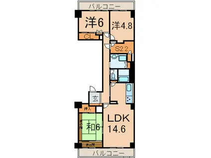 芝浦スクエアハイツ(3SLDK/18階)の間取り写真
