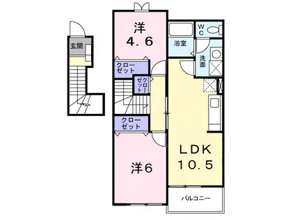 カーサ デ エテルナ (2DK/2階)の間取り写真