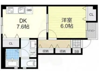 ネモコーポ(1DK/1階)の間取り写真