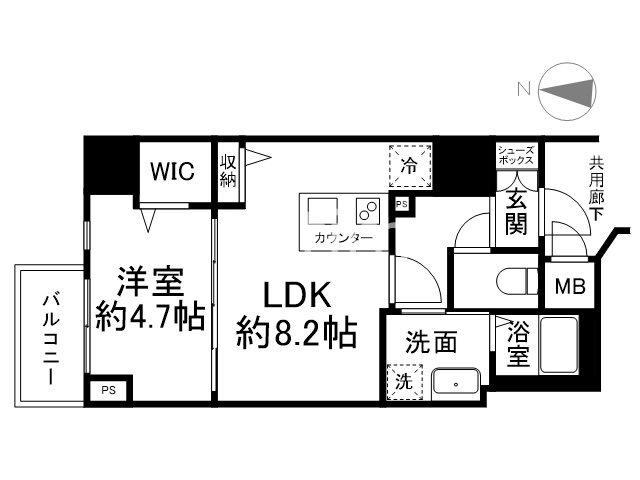 ディーシーガーデン京都西(1LDK/4階)の間取り写真
