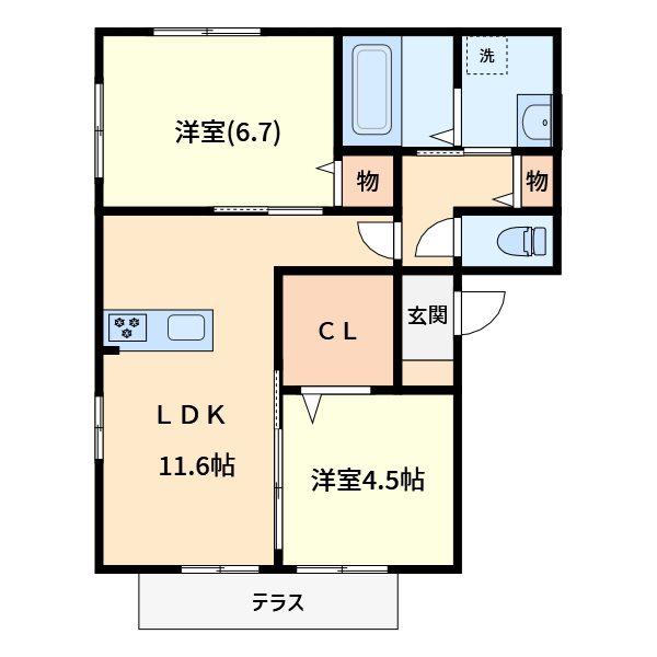 LUXE(2LDK/2階)の間取り写真