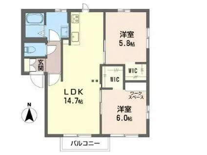 グレイス草間(2LDK/1階)の間取り写真