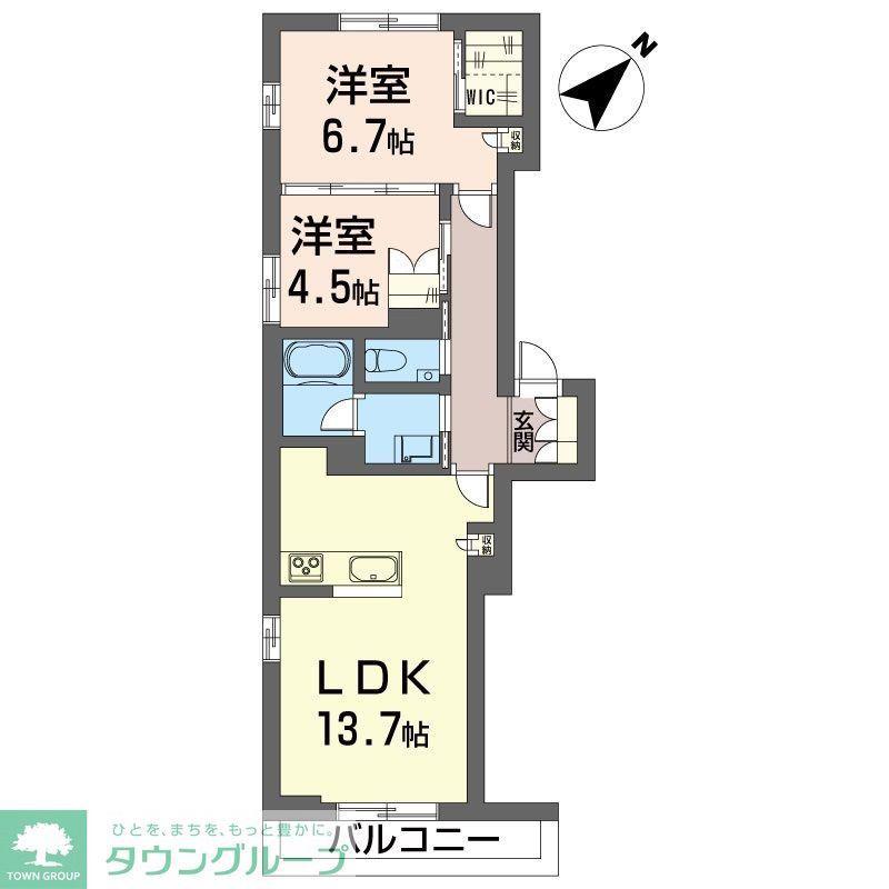 カッシーナ 大井(2LDK/2階)の間取り写真
