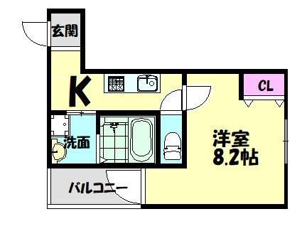 フジパレス鳳中町II番館(1K/3階)の間取り写真