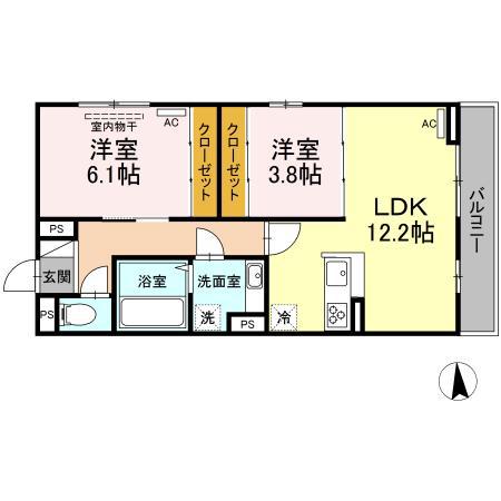SUNFERME(2LDK/3階)の間取り写真
