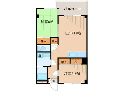 セントラルコーポフェニックス(2LDK/3階)の間取り写真